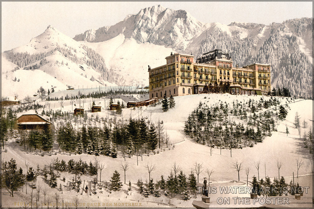 Poster, Many Sizes Available; Grand Hotel Rochers De Naye, And Hotel De Caux, Lake Geneva, Switzerland C1900