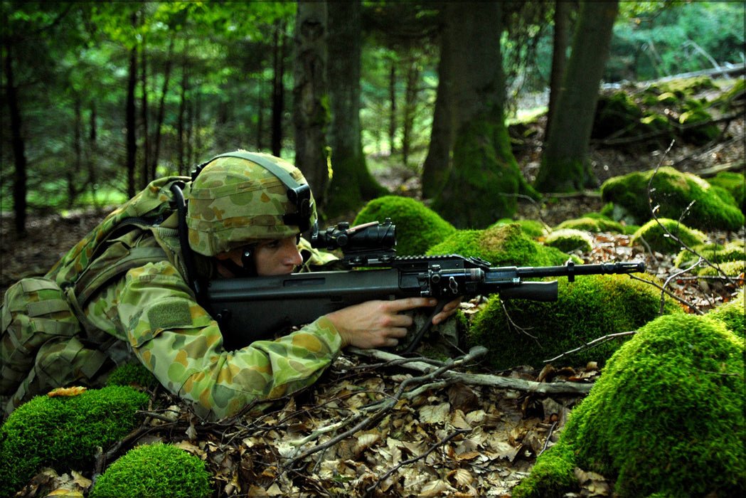 Poster, Many Sizes Available; Australian Soldier Assumes A Solid Fighting Position