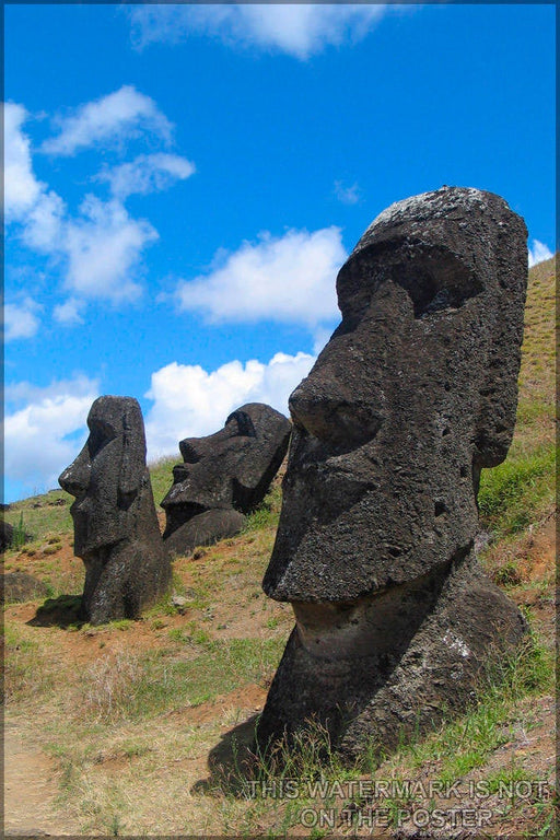 Poster, Many Sizes Available; Easter Island Moai Heads