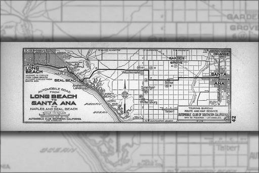 Poster, Many Sizes Available; Automobile Road From Long Beach To Santa Ana Via Naples And Seal Beach, 1915 (Aaa-Sm-003203)