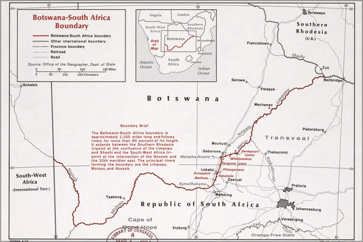 Poster, Many Sizes Available; Cia Map Of Botswana South Africa Boundary 1972