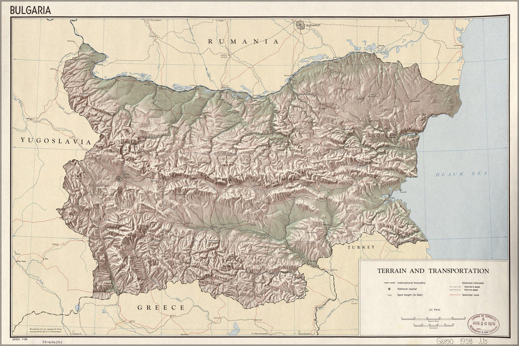 Poster, Many Sizes Available; Cia Map Of Bulgaria 1958