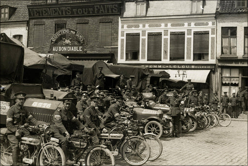 Poster, Many Sizes Available; Indian Army Corps, Signals Lorries, Cars & Motor Cycles Merville, France . Photographer H. D. Girdwood. 138746