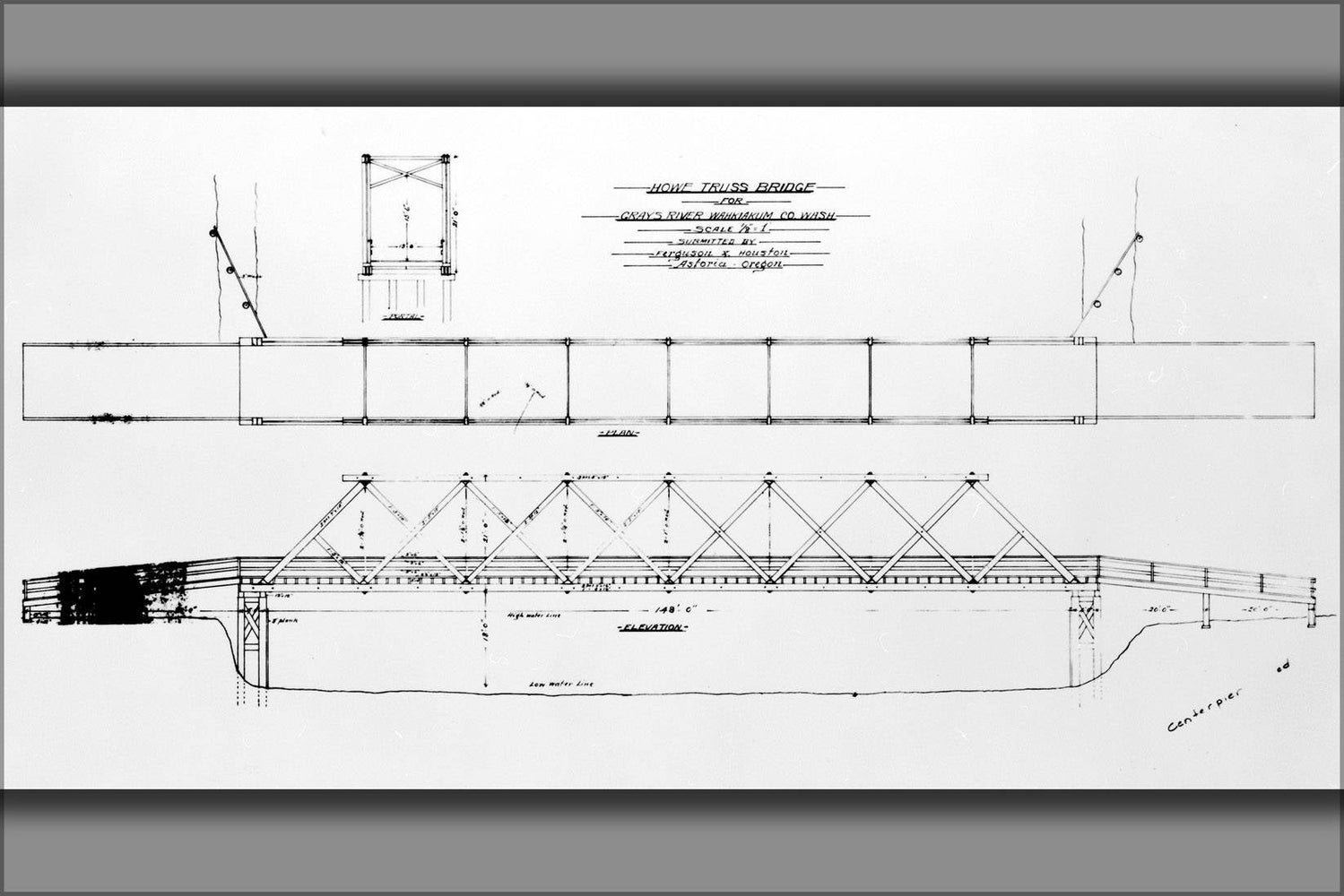 Poster, Many Sizes Available; Grays River Covered Bridge 1905 Plan