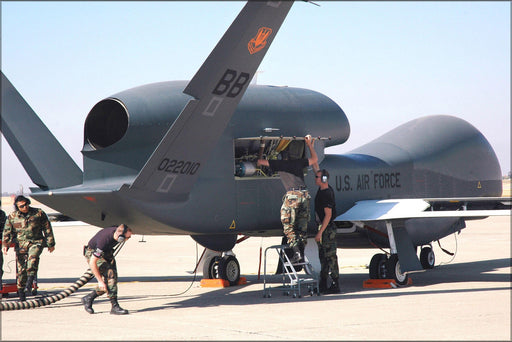 Poster, Many Sizes Available; Avionics Specialists Prepare Global Hawk Rq-4 Uav Drone