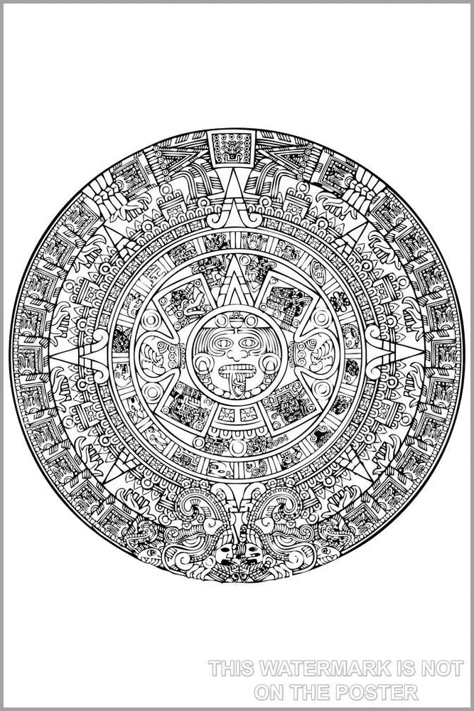 Poster, Many Sizes Available; Aztec Sun Calendar