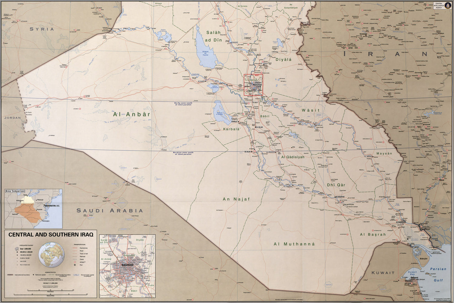 Poster, Many Sizes Available; Cia Map Of Central And Southern Iraq 2003