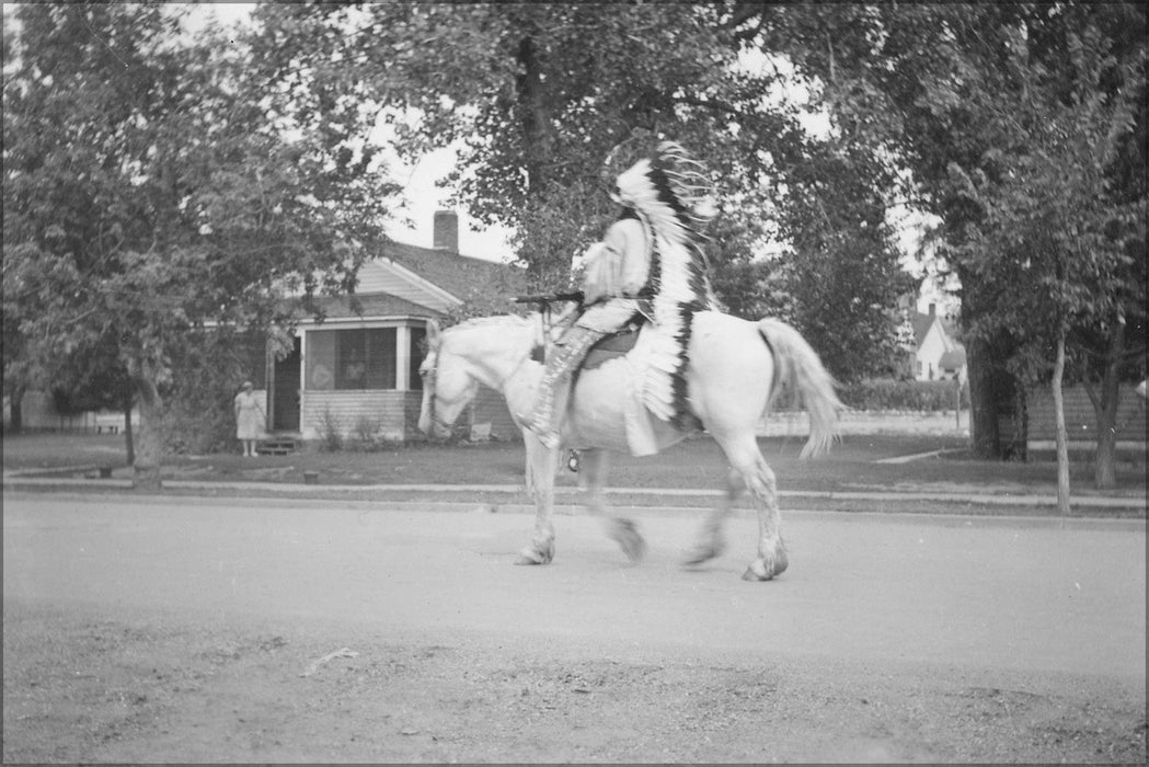 Poster, Many Sizes Available; Indian In Native Dress Rides Horse Past Homes Nara 285236