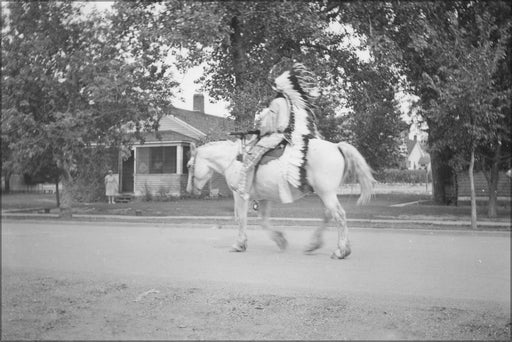 Poster, Many Sizes Available; Indian In Native Dress Rides Horse Past Homes Nara 285236