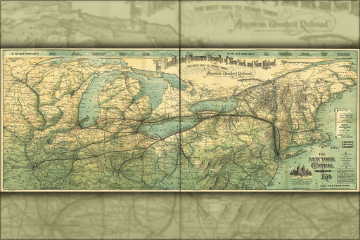 Poster, Many Sizes Available; 1893 Map Of The New York Central And Hudson River Great Lakes Michigan Railroad