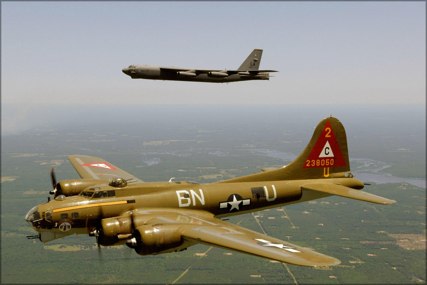 Poster, Many Sizes Available; B-17G Flying Fortress And A B-52H Stratofortress Bomber