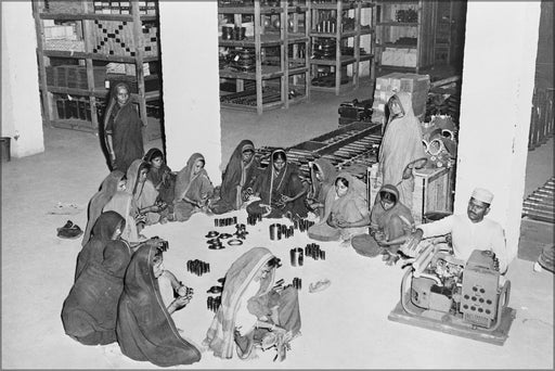 Poster, Many Sizes Available; Indian Women Cleaning And Oiling Spare Parts For Tanks