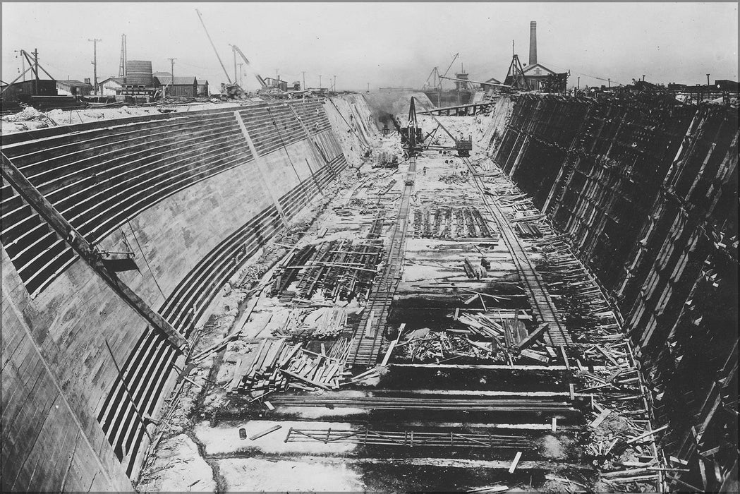 Poster, Many Sizes Available; (Construction Progress Phptograph,Hunters' Point Dry Dock, San Francisco, Ca, Circa 1868 Showing The First Dry