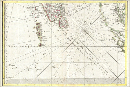 Poster, Many Sizes Available; 1770 Bonne Map Of Southern India, Sri Lanka (Ceylon), The Maldives, And The Indian Ocean