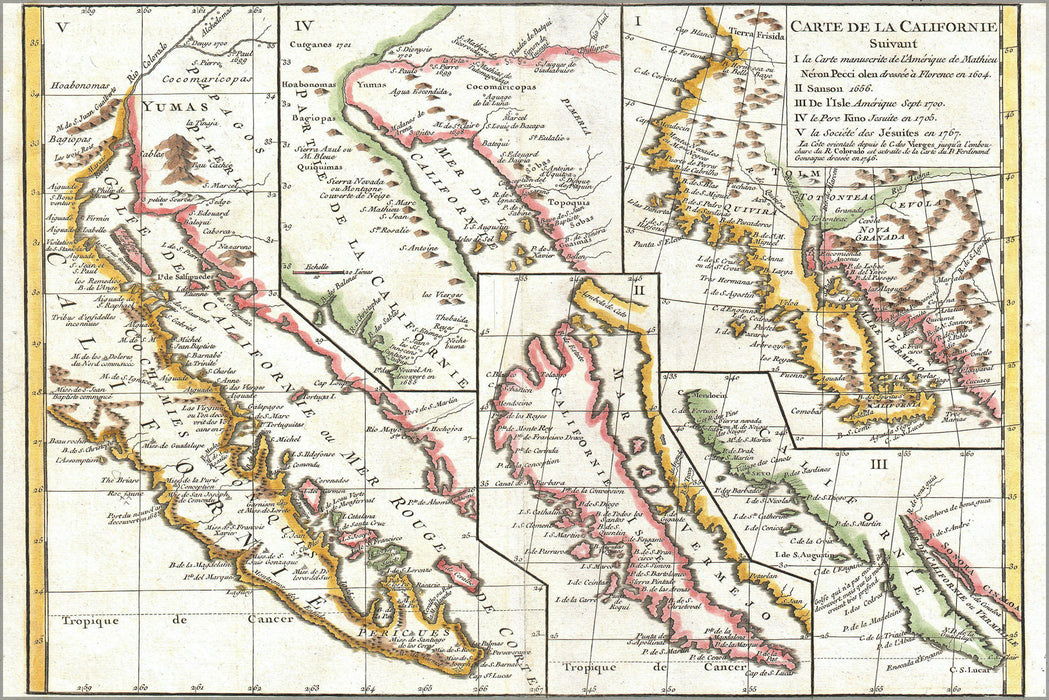 Poster, Many Sizes Available; 1772 Vaugondy - Diderot Map Of California In Five States, California As Island P2