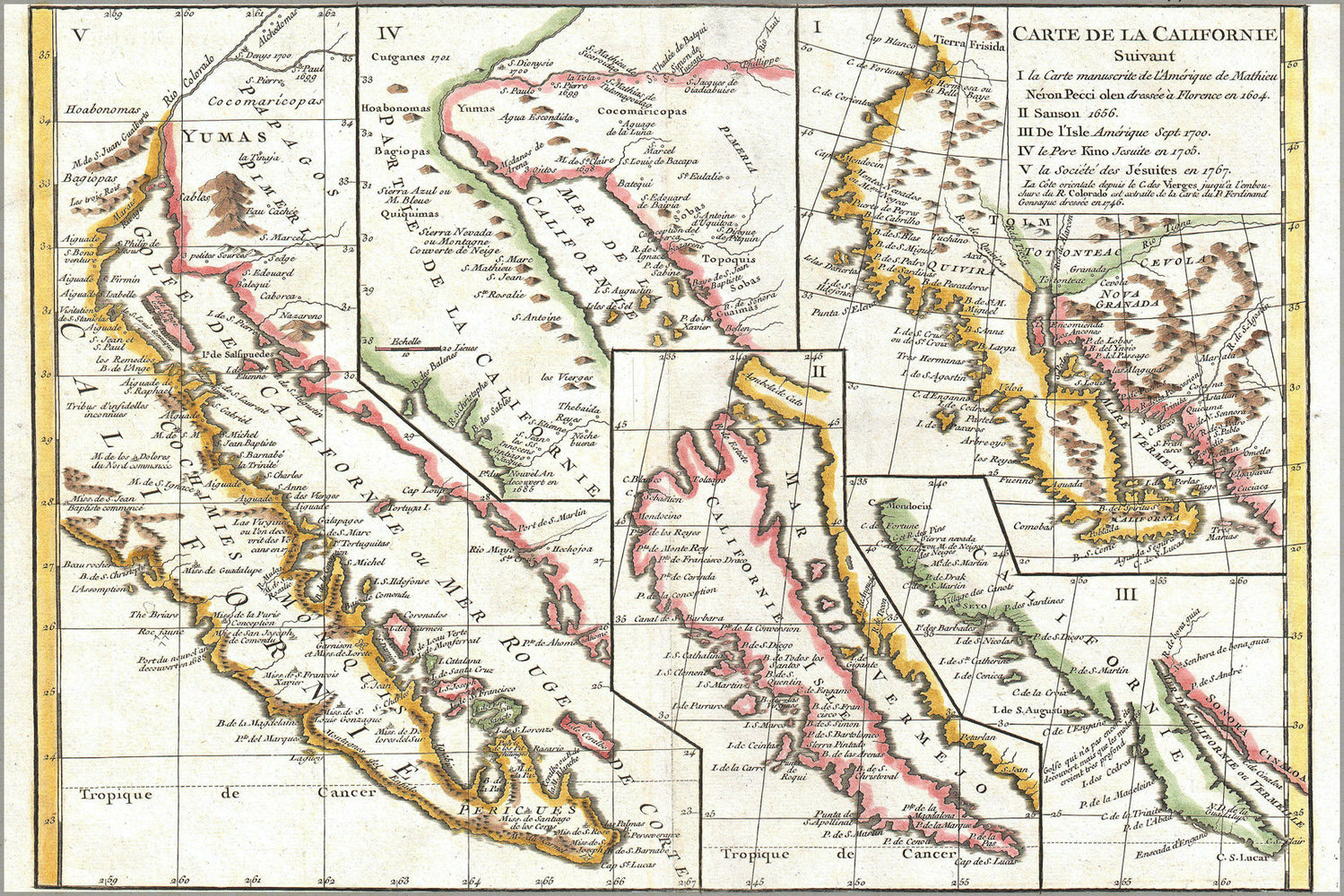 Poster, Many Sizes Available; 1772 Vaugondy - Diderot Map Of California In Five States, California As Island P2