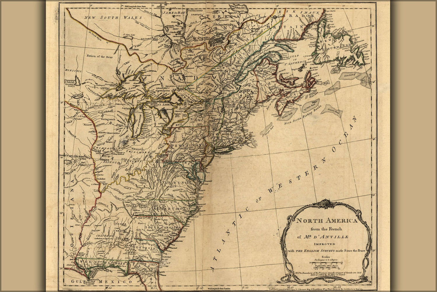 Poster, Many Sizes Available; 1775 Map Of North America United States Colonies