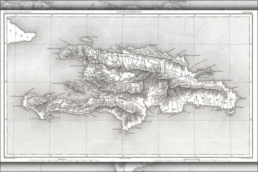 Poster, Many Sizes Available; 1859 Dufour Map Of Hispaniola Or Santo Domingo, West Indies (Haiti, Dominican Republic)  In French