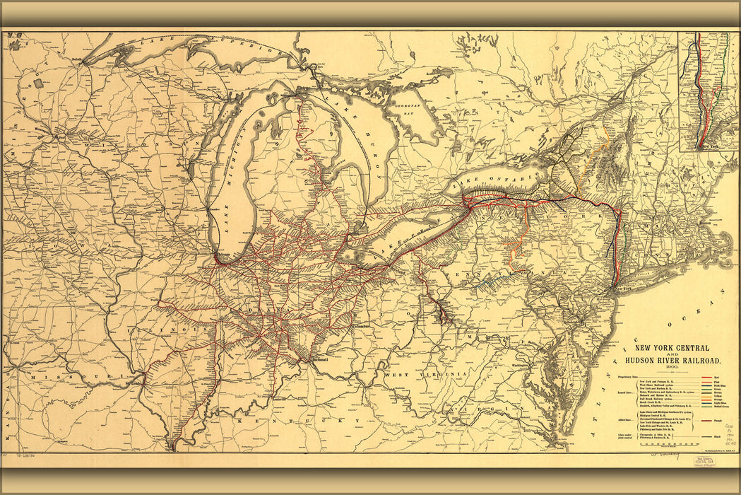 Poster, Many Sizes Available; 1900 Map Of The New York Central And Hudson River Great Lakes  Michigan Railroad