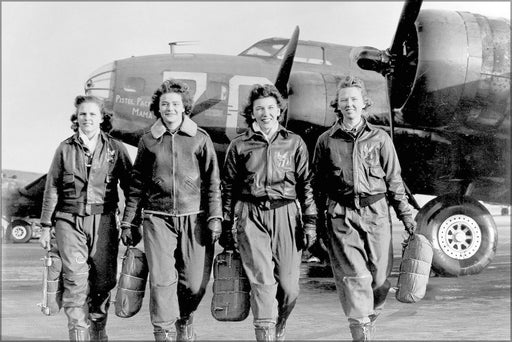 Poster, Many Sizes Available; Group Of Women Airforce Service Pilots And B 17 Flying Fortress