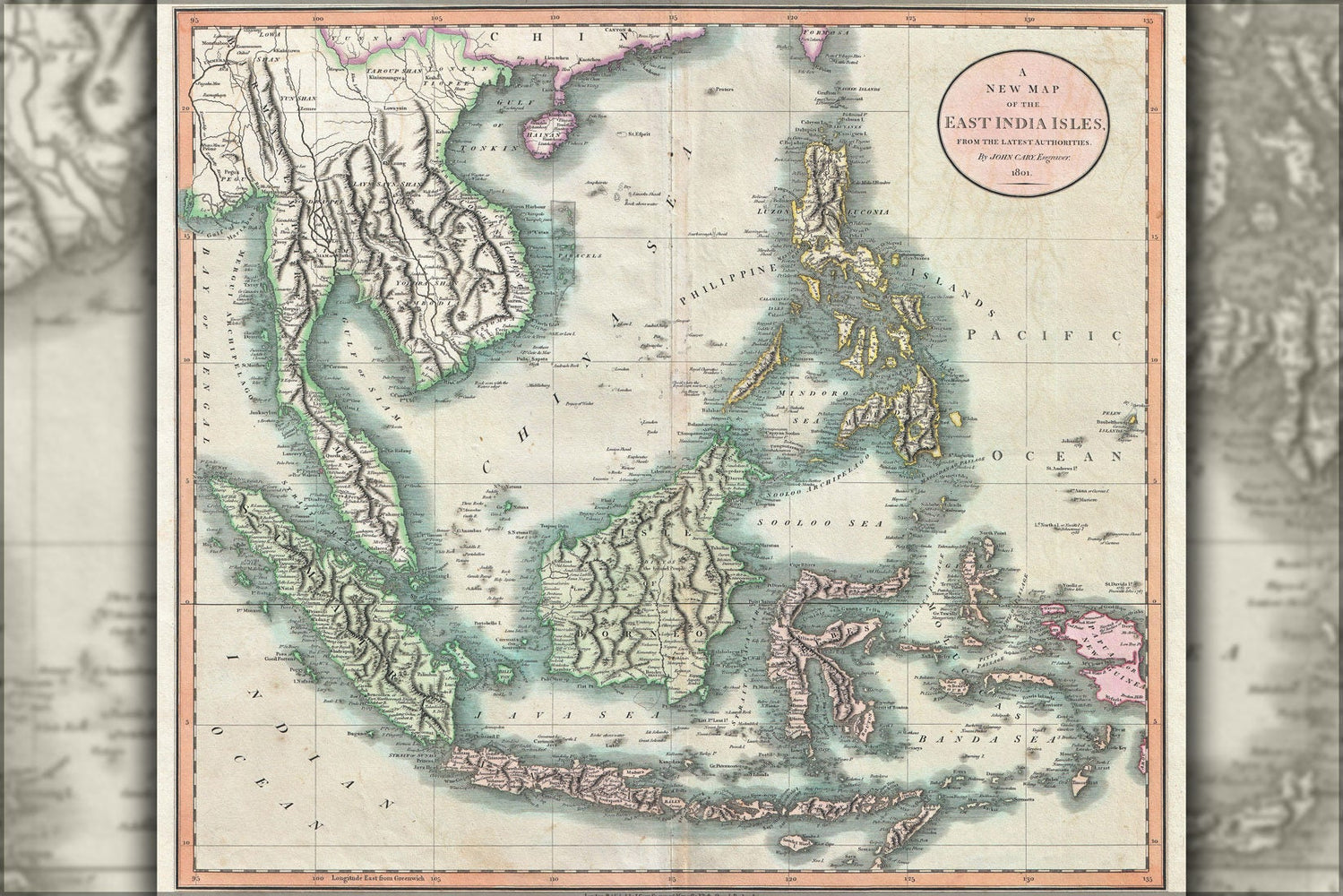 Poster, Many Sizes Available; 1801 Cary Map Of The East Indies And Southeast Asia ( Singapore, Borneo, Sumatra, Java, Philippines Vietnam