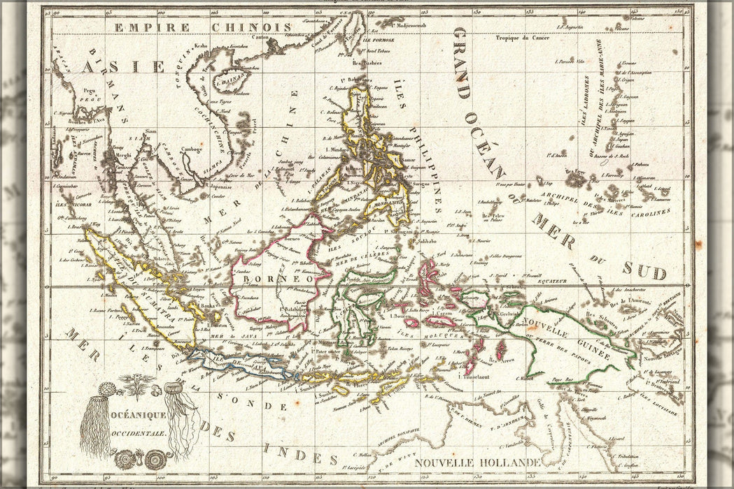 Poster, Many Sizes Available; 1810 Tardieu Map Of The East Indies, Singapore, Southeast Asia, Sumatra, Borneo, Java In French