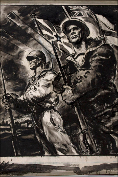 Poster, Many Sizes Available; Inf3 337 Unity Of Strength British Sailor And Russian Sailor, With Bayonetted Rifles