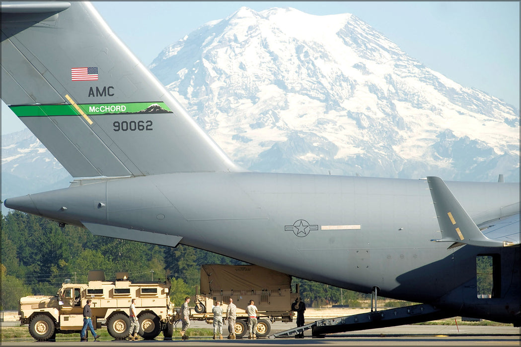 Poster, Many Sizes Available; 62D Aw C-17 Globemaster Iii Loading Army Personnel Fort Lewis