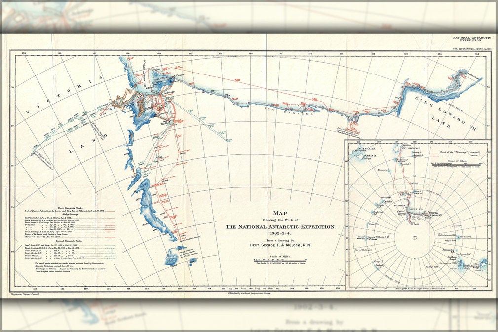 Poster, Many Sizes Available; 1904 Antarctic Expedition Map Of Victoria Land And King Edward Vii Land, Antarctica Robert Falcon Scott, Ernes