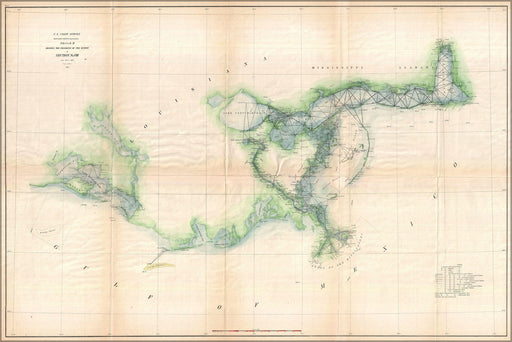 Poster, Many Sizes Available; 1873 U.S. Coast Survey Map Of The Delta Of The Mississippi Rivergulfcoast Uscs 1873