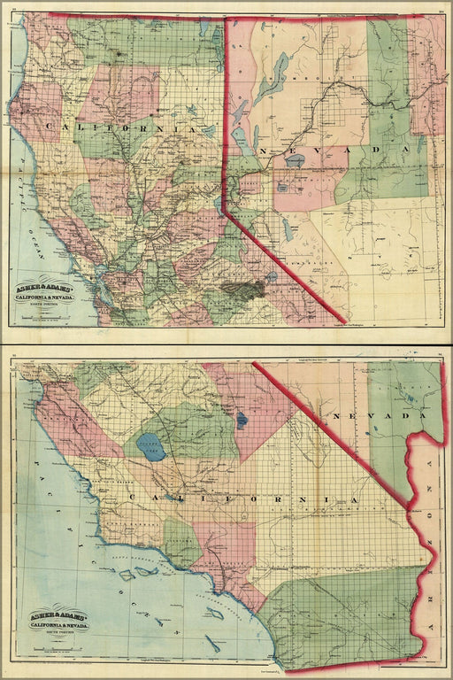 Poster, Many Sizes Available; 1874 Railroad Map & Guide Of California And Nevada