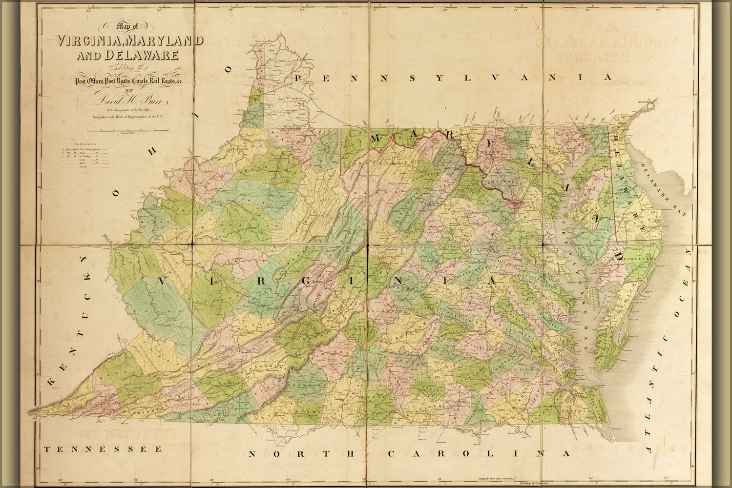 Poster, Many Sizes Available; 1839 Map Of Maryland And Virginia