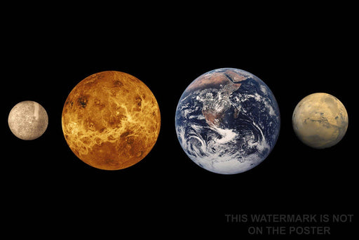 Poster, Many Sizes Available; Inner Planets (Left To Right) Mercury, Venus, Earth And Mars To Scale Terrestrial