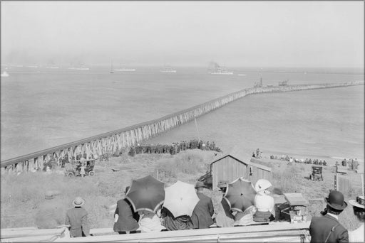 Poster, Many Sizes Available; A View Of San Pedro Harbor (Or Los Angeles Harbor), Showing The Arrival Of The Great White Fleet, Ca.1908 (-54