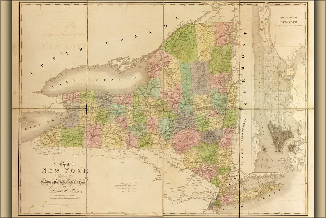 Poster, Many Sizes Available; 1839 Map Of New York