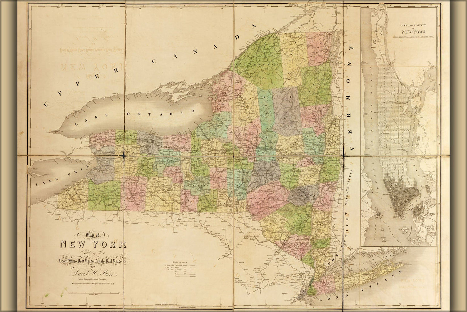 Poster, Many Sizes Available; 1839 Map Of New York