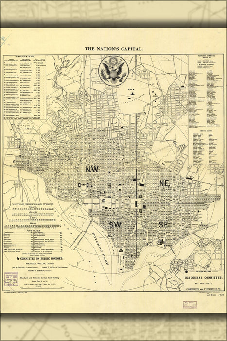 Poster, Many Sizes Available; 1909 Map Of Washington, Dc