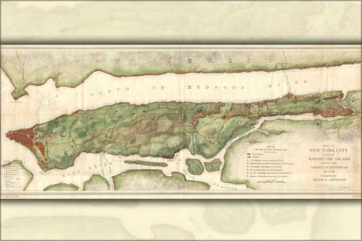 Poster, Many Sizes Available; 1878 Bien And Johnson Map Of New York City (Manhattan Island) During The Revolutionary War