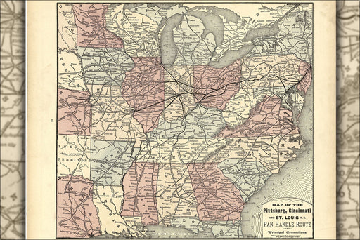 Poster, Many Sizes Available; 1878 Map Of The Pittsburgh, Cincinnati And St. Louis Railroad Pan Handle Route