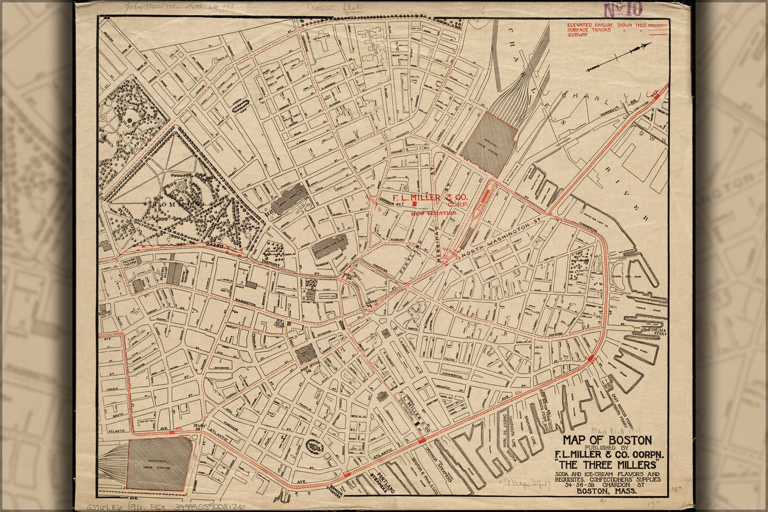 Poster, Many Sizes Available; 1911 Downtown Boston Map