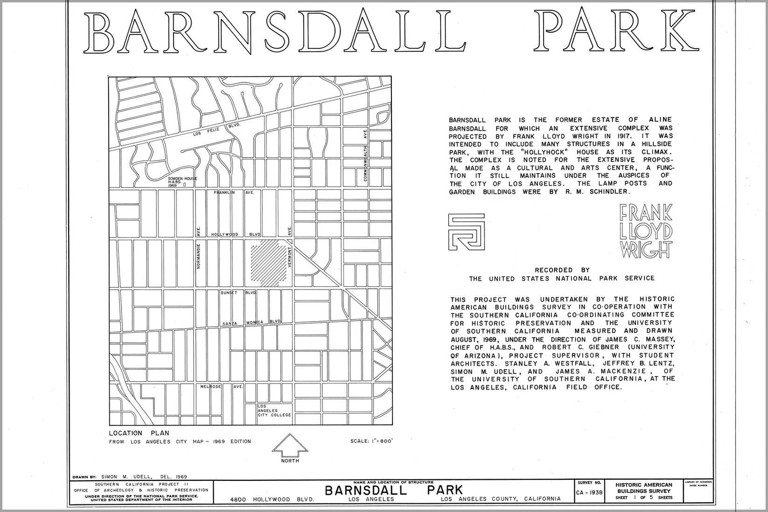 Poster, Many Sizes Available; Barnsdall Park, 4800 Hollywood Boulevard, Los Angeles, Los Angeles County, Ca Habs Cal,19-Losan,55- (Sheet 1 O