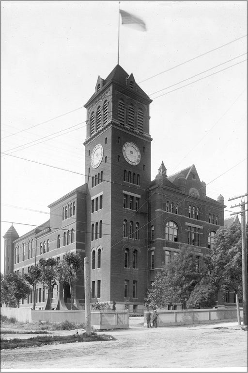 Poster, Many Sizes Available; Exterior View Of Second Los Angeles High School, Fort Moore Hill, Los Angeles, 1908 (Chs-5349)
