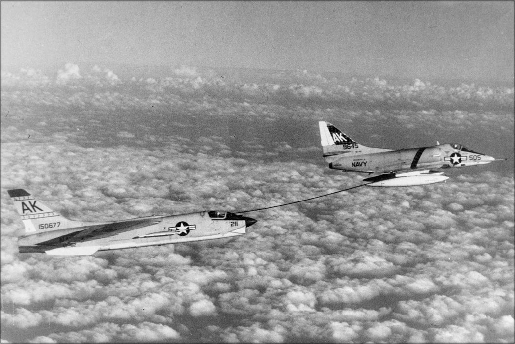 Poster, Many Sizes Available; A-4C Skyhawk (Va-46) Refuels Vought F-8E Crusader (Vf-62) 1964