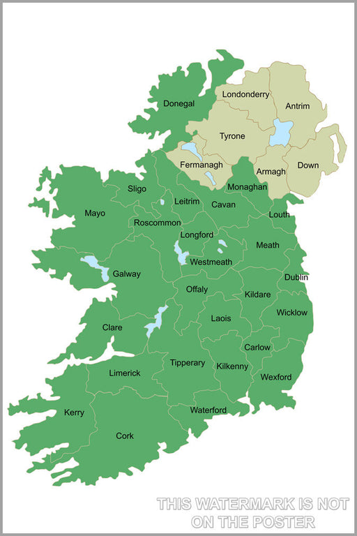 Poster, Many Sizes Available; Ireland Counties