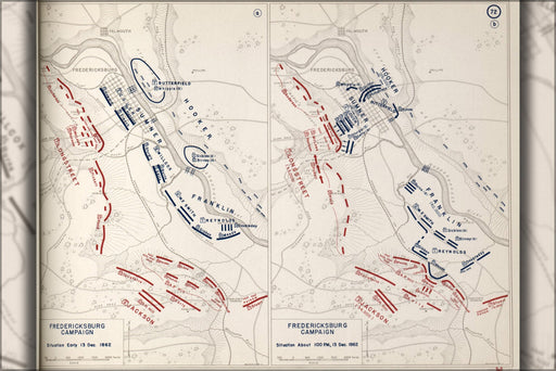 Poster, Many Sizes Available; Battle Map Of Fredericksburg Campaign, 1862