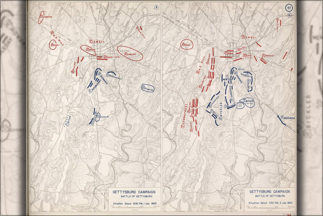 Poster, Many Sizes Available; Battle Map Of Gettysburg Campaign, 1863 P2