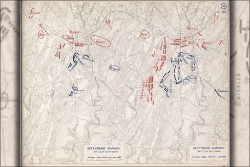 Poster, Many Sizes Available; Battle Map Of Gettysburg Campaign, 1863 P2