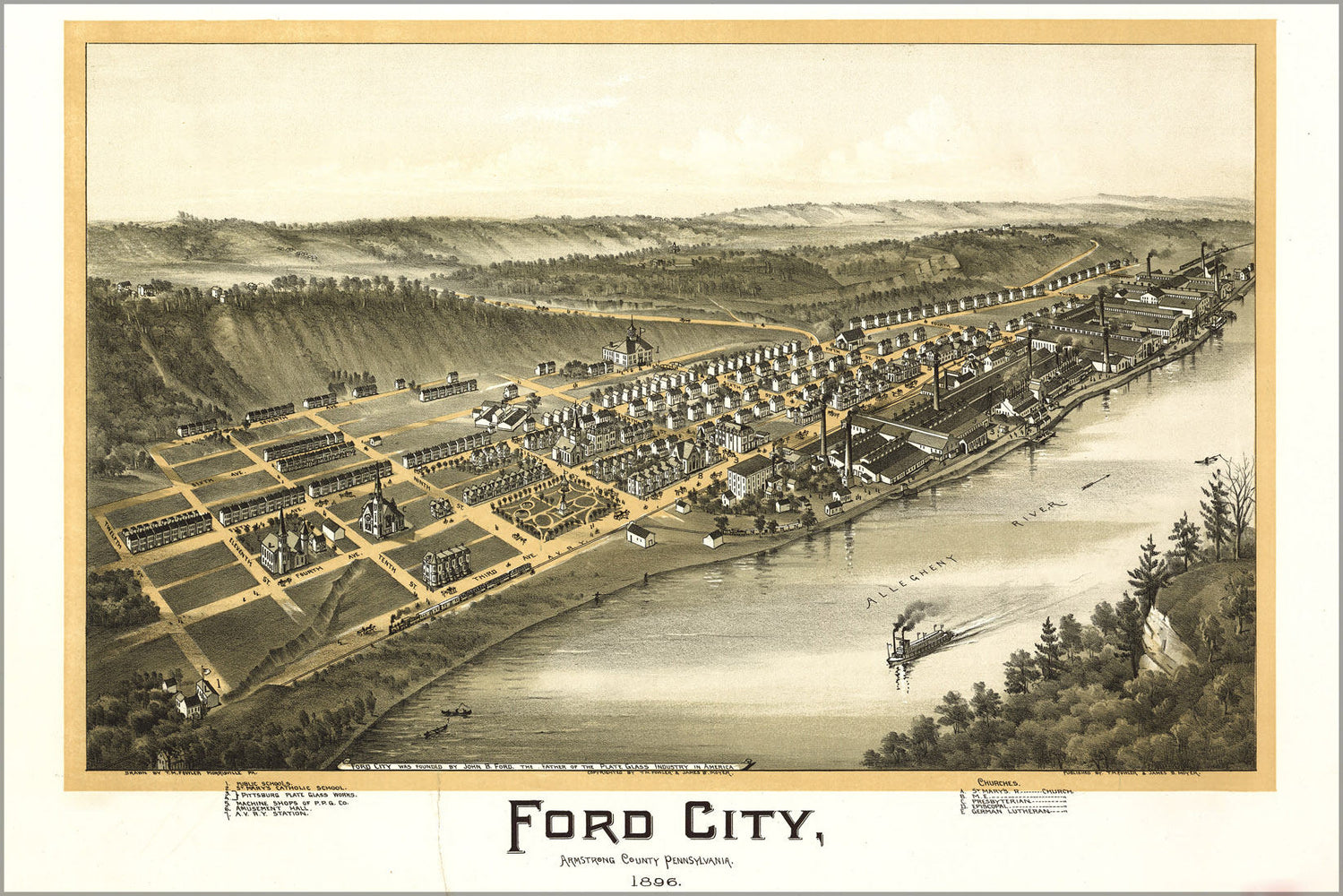 Poster, Many Sizes Available; Map Of Ford City Pennsylvania, 1896