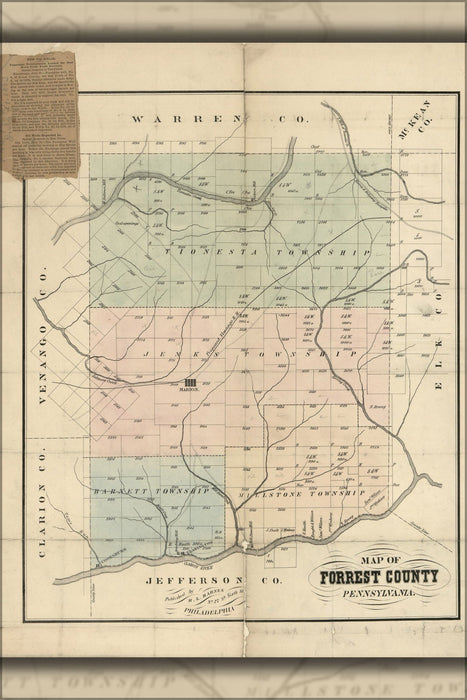 Poster, Many Sizes Available; Map Of Forest County, Pennsylvania 1858