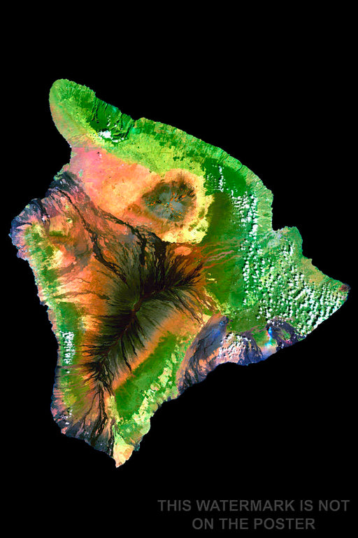 Poster, Many Sizes Available; Island Of Hawaii Landsat